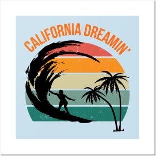 California Dreamin' Surf Shirt Vintage Inspired Casual Summer Top, Unique Gift for Beach Lovers, Surfers, Californians Posters and Art